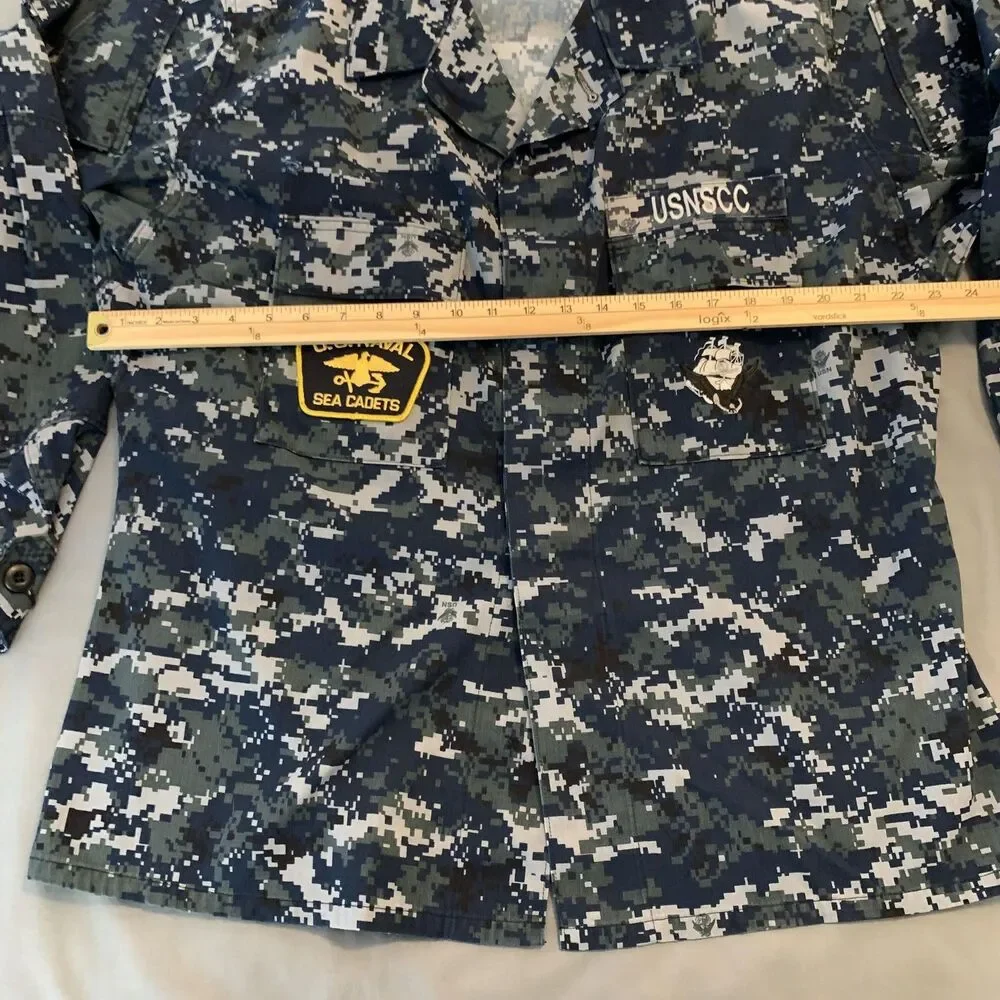 US Naval Sea Cadets NWU‎ Jacket Mens Large Blue Digital Camo USNSCC Navy BDU